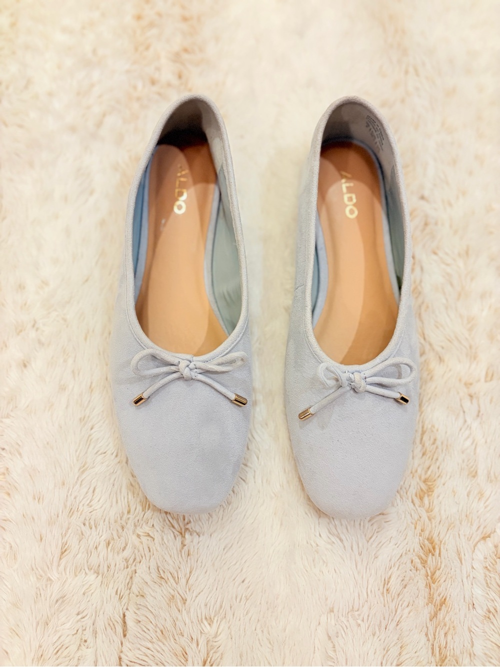 💙 ALDO Joselie Genuine Suede Baby Blue Ballet Flat Bow Shoes Coquette Balletcore